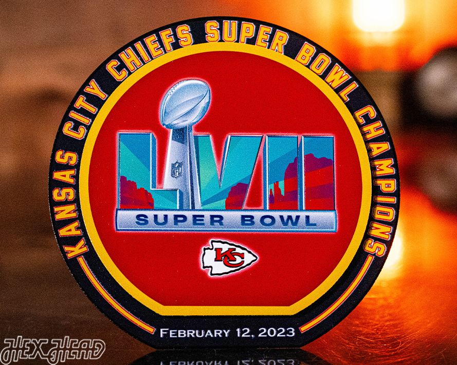 Kansas City Chiefs SUPER BOWL LVII CHAMPIONS "Double Play" On the Shelf or on the Wall Art