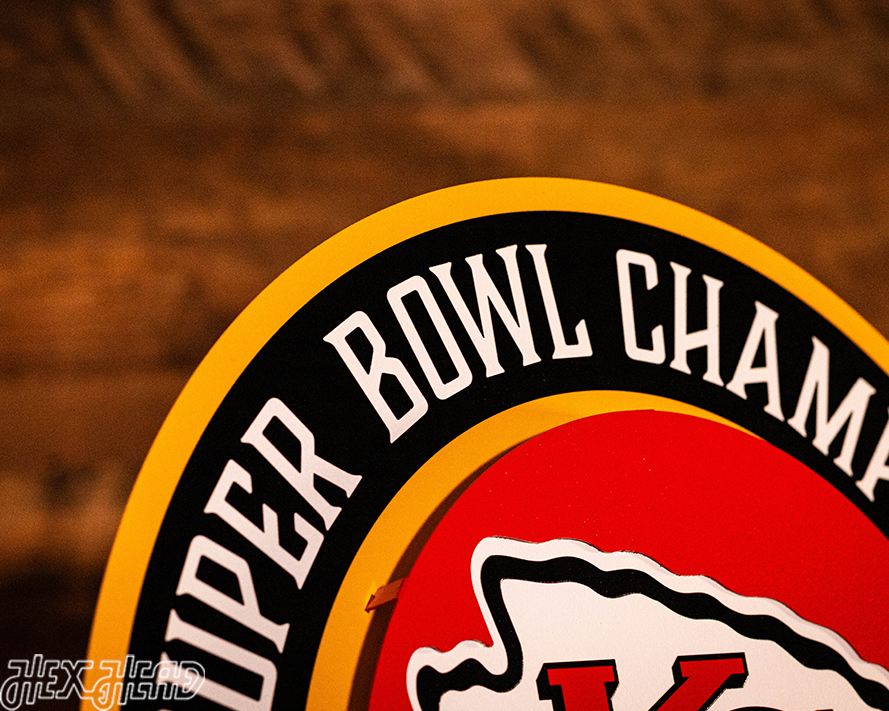 Kansas City Chiefs DYNASTY- SUPER BOWL Wins w/ Replaceable Icon Plate 3D Vintage Metal Wall Art