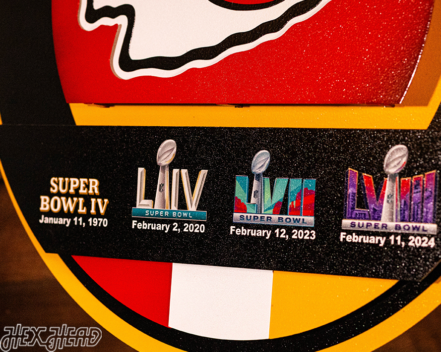 Kansas City Chiefs DYNASTY- SUPER BOWL Wins w/ Replaceable Icon Plate 3D Vintage Metal Wall Art