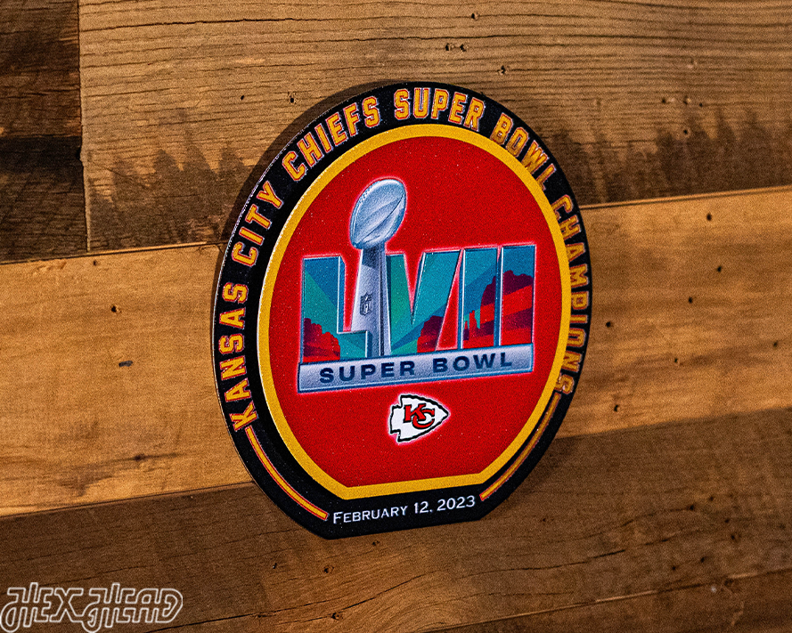 Kansas City Chiefs SUPER BOWL LVII CHAMPIONS "Double Play" On the Shelf or on the Wall Art