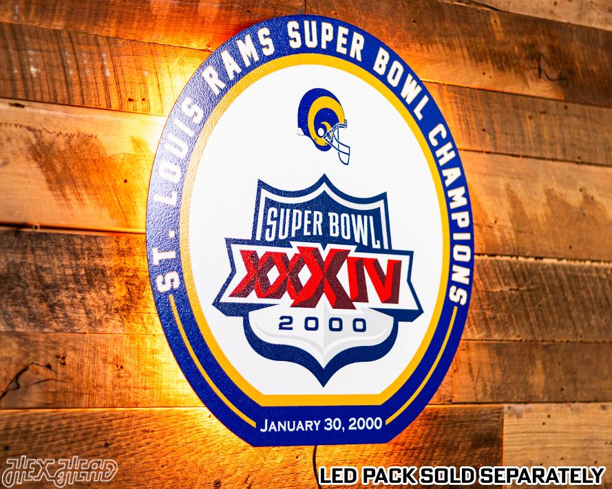 VARSITY Collection- Single Layer Los Angeles Rams Super Bowl XXXIV Metal Wall Art