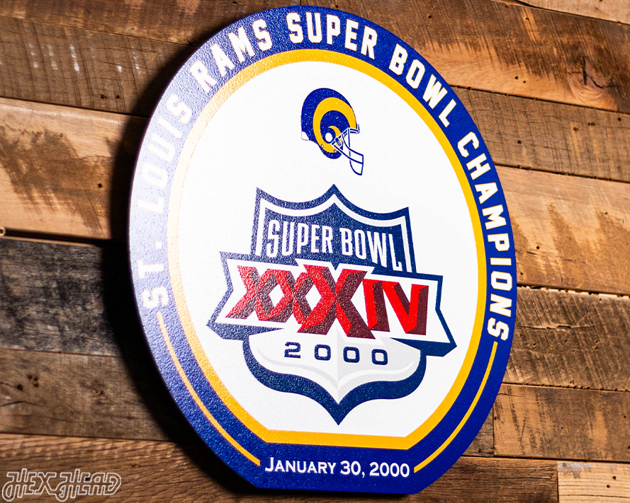 VARSITY Collection- Single Layer Los Angeles Rams Super Bowl XXXIV Metal Wall Art