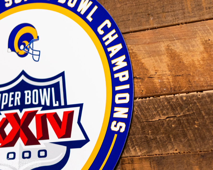 VARSITY Collection- Single Layer Los Angeles Rams Super Bowl XXXIV Metal Wall Art