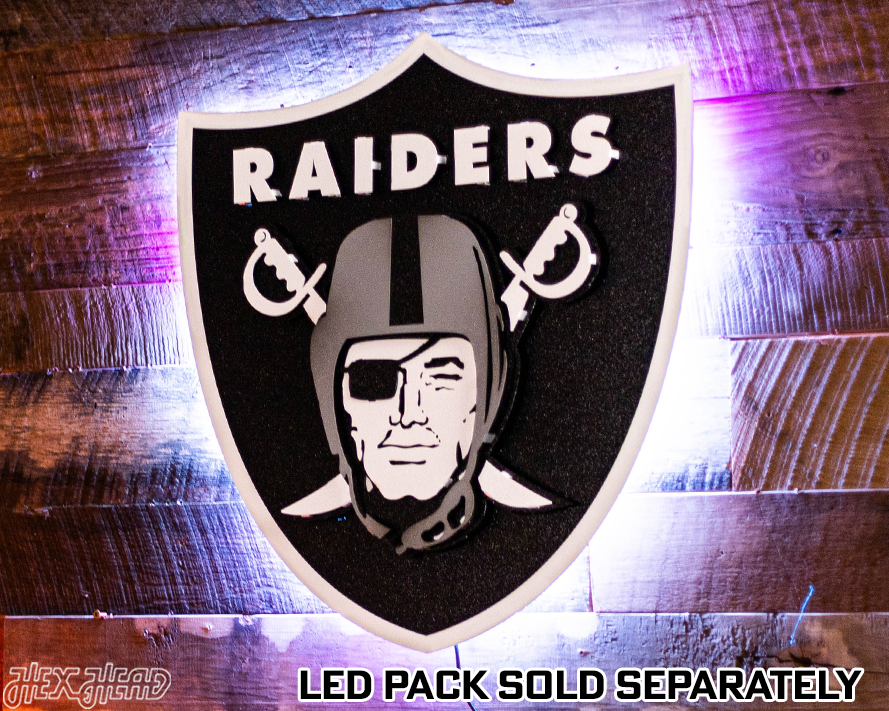 Las Vegas Raiders Shield 3D Vintage Metal Wall Art