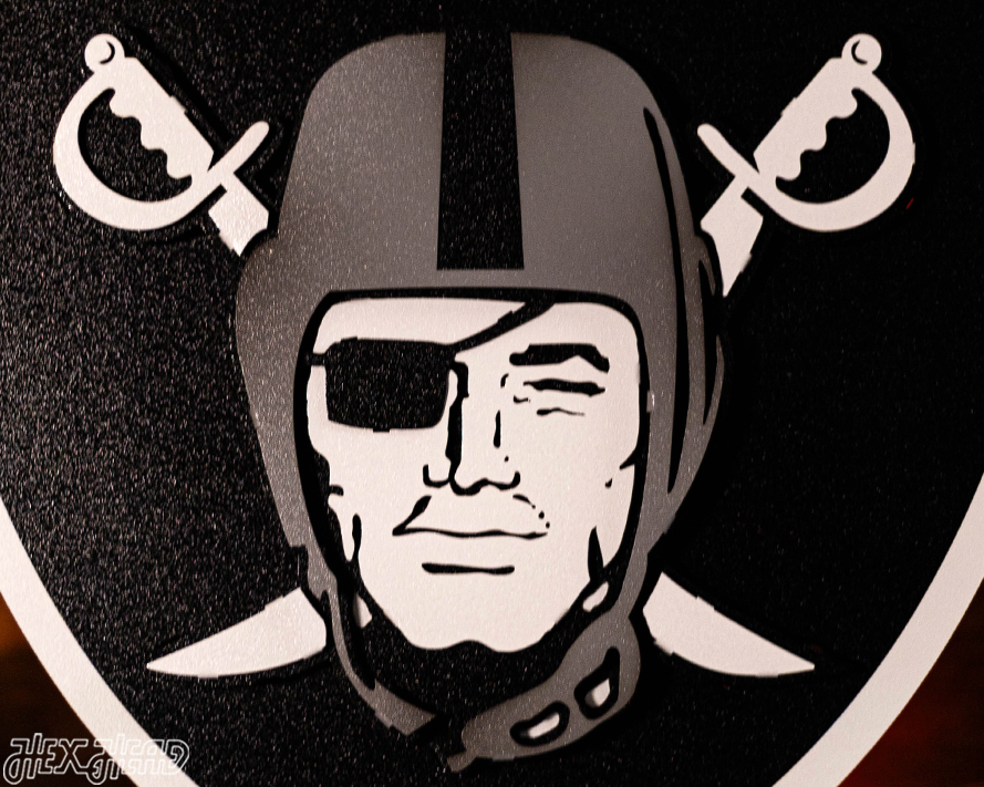 Las Vegas Raiders Shield 3D Vintage Metal Wall Art