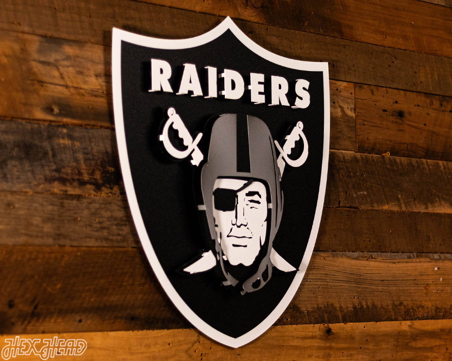 Las Vegas Raiders Shield 3D Vintage Metal Wall Art