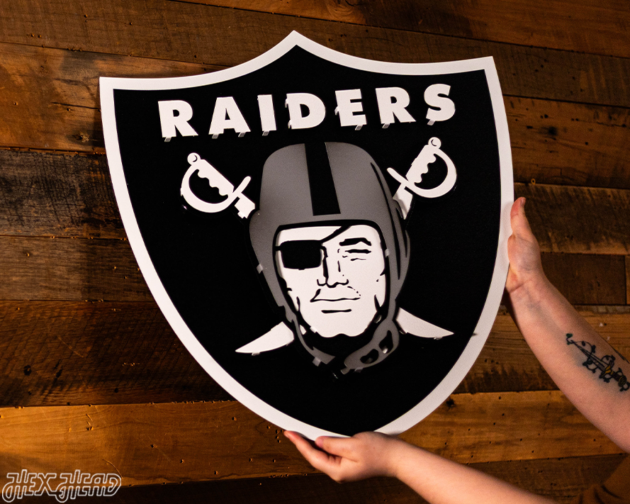 Las Vegas Raiders Shield 3D Vintage Metal Wall Art