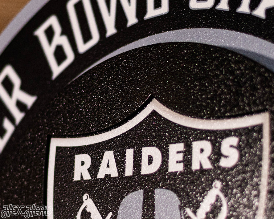 Las Vegas Raiders DYNASTY - Super Bowl Wins w/ Replaceable Icon Plate 3D Vintage Metal Wall Art