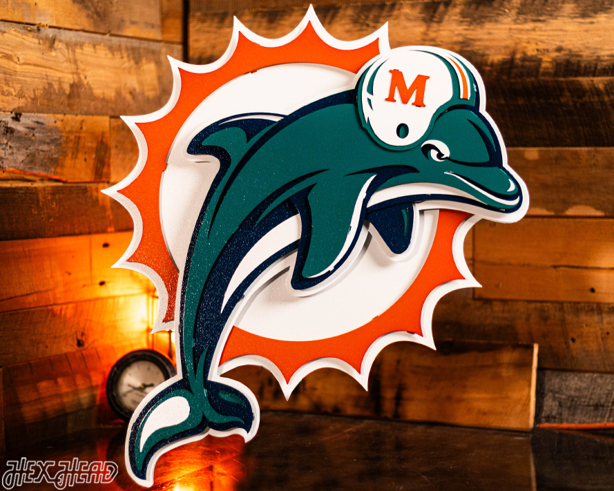 Miami Dolphins Throwback "1997" 3D Vintage Metal Wall Art