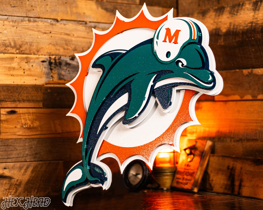 Miami Dolphins Throwback "1997" 3D Vintage Metal Wall Art