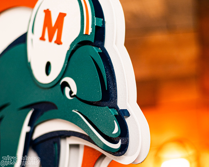 Miami Dolphins Throwback "1997" 3D Vintage Metal Wall Art