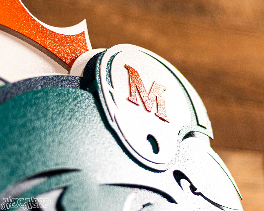 Miami Dolphins Throwback "1997" 3D Vintage Metal Wall Art