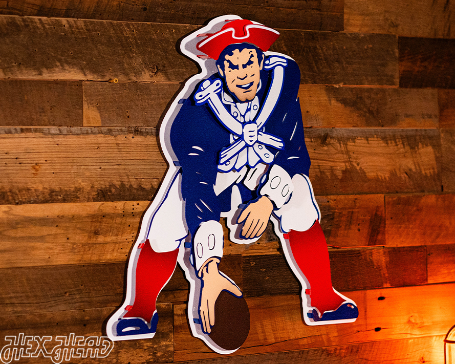 New England Patriots Throwback "1961 Pat Patriot" 3D Vintage Metal Wall Art