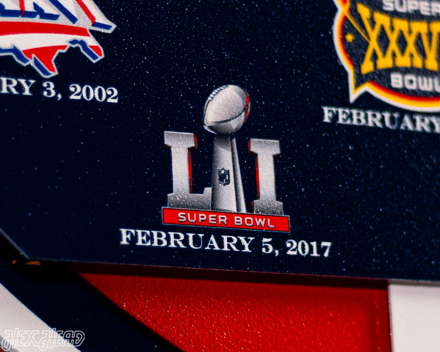 New England Patriots DYNASTY - Super Bowl Wins w/ Replaceable Icon Plate 3D Vintage Metal Wall Art