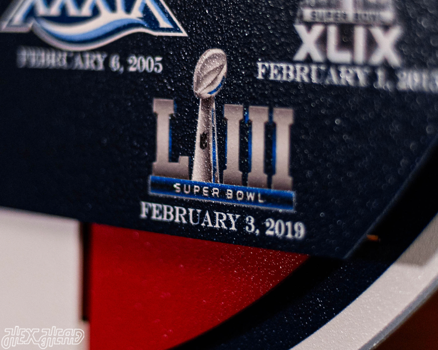 New England Patriots DYNASTY - Super Bowl Wins w/ Replaceable Icon Plate 3D Vintage Metal Wall Art