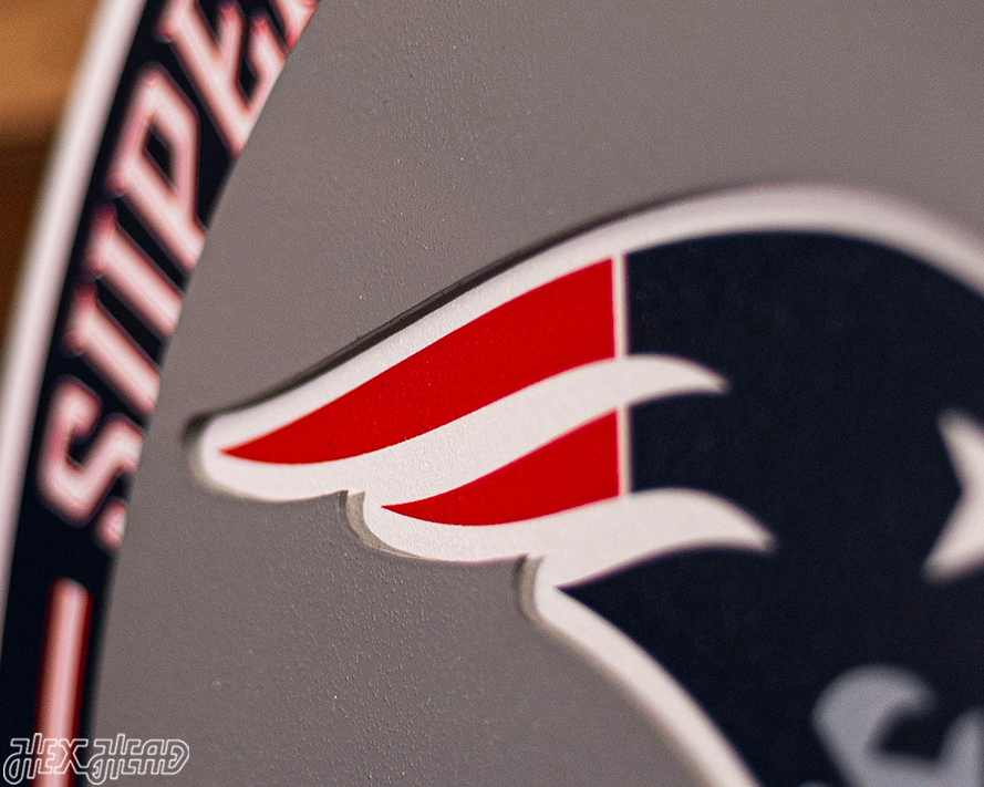 New England Patriots DYNASTY - Super Bowl Wins w/ Replaceable Icon Plate 3D Vintage Metal Wall Art