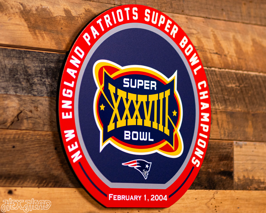 VARSITY Collection- Single Layer New England Patriots Super Bowl XXXVIII Metal Wall Art