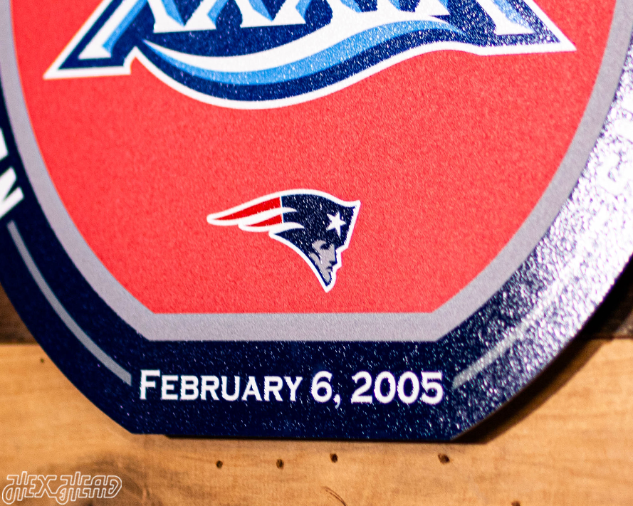 VARSITY Collection- Single Layer New England Patriots Super Bowl XXXIX Metal Wall Art