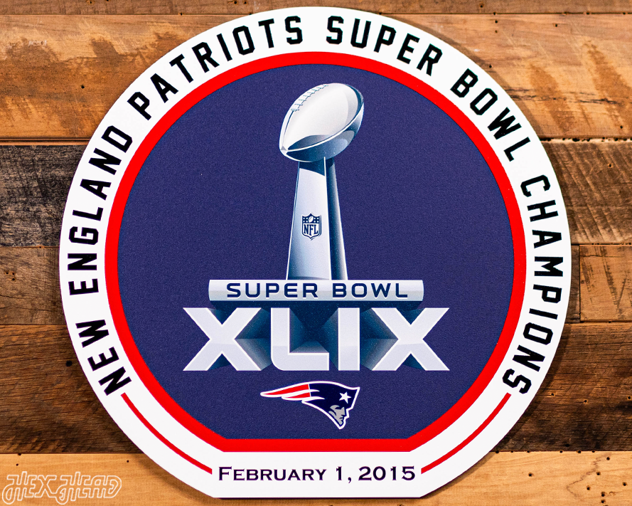 VARSITY Collection- Single Layer New England Patriots Super Bowl XLIX Metal Wall Art
