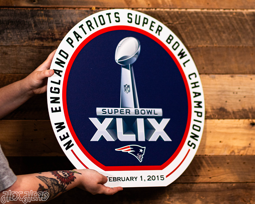 VARSITY Collection- Single Layer New England Patriots Super Bowl XLIX Metal Wall Art