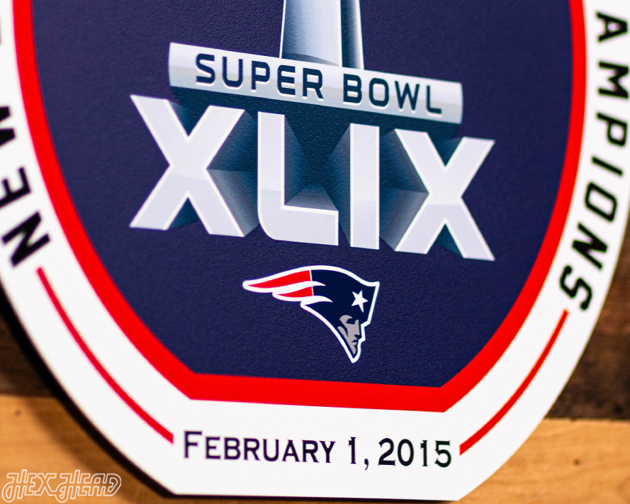 VARSITY Collection- Single Layer New England Patriots Super Bowl XLIX Metal Wall Art