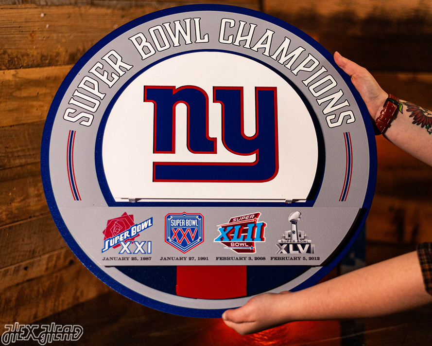 New York Giants DYNASTY - Super Bowl Wins w/ Replaceable Icon Plate 3D Vintage Metal Wall Art