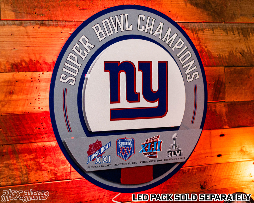New York Giants DYNASTY - Super Bowl Wins w/ Replaceable Icon Plate 3D Vintage Metal Wall Art