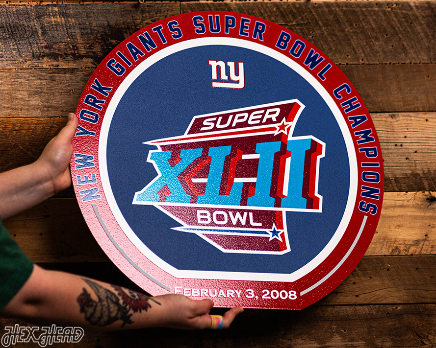 VARSITY Collection- Single Layer New York Giants Super Bowl XLII Metal Wall Art