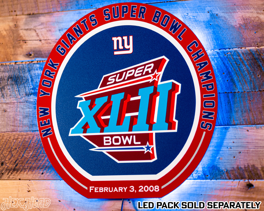 VARSITY Collection- Single Layer New York Giants Super Bowl XLII Metal Wall Art
