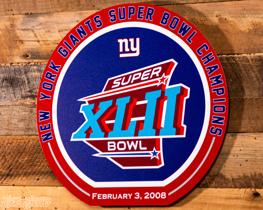 VARSITY Collection- Single Layer New York Giants Super Bowl XLII Metal Wall Art