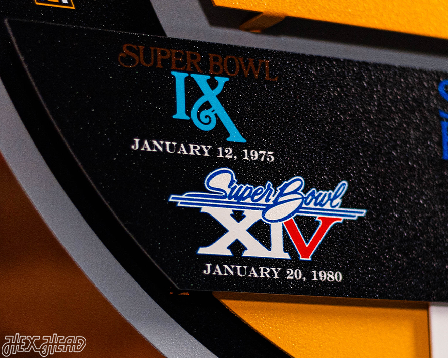 Pittsburgh Steelers DYNASTY - Super Bowl Wins w/ Replaceable Icon Plate 3D Vintage Metal Wall Art