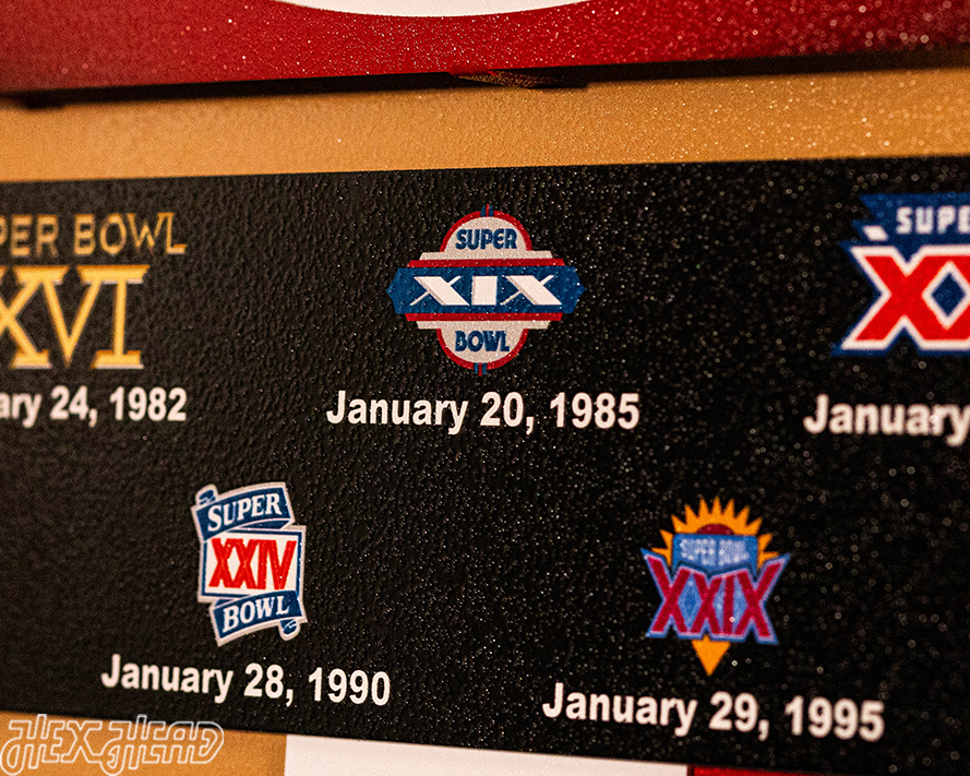 San Francisco 49ers DYNASTY Super Bowl Past Wins w/ Replaceable Icon Plate 3D Vintage Metal Wall Art