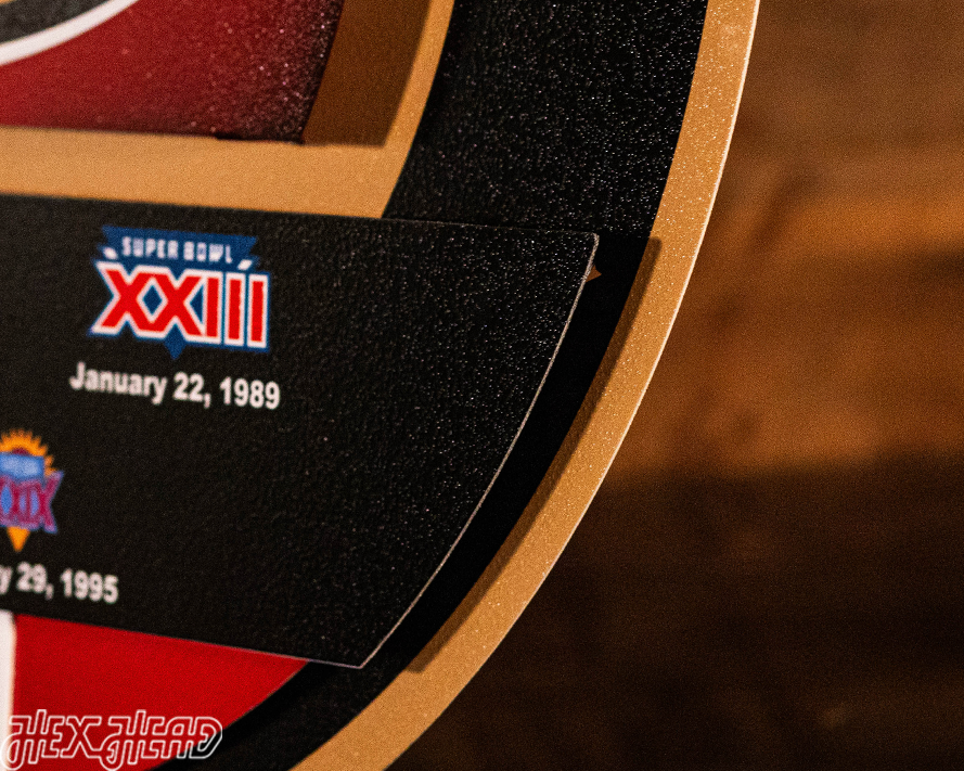 San Francisco 49ers DYNASTY Super Bowl Past Wins w/ Replaceable Icon Plate 3D Vintage Metal Wall Art