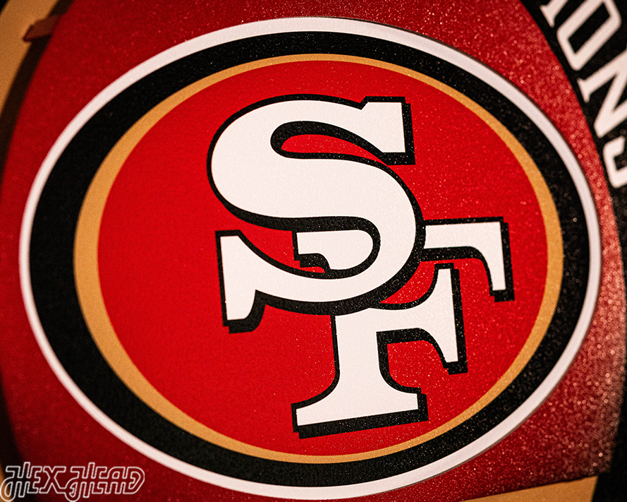 San Francisco 49ers DYNASTY Super Bowl Past Wins w/ Replaceable Icon Plate 3D Vintage Metal Wall Art