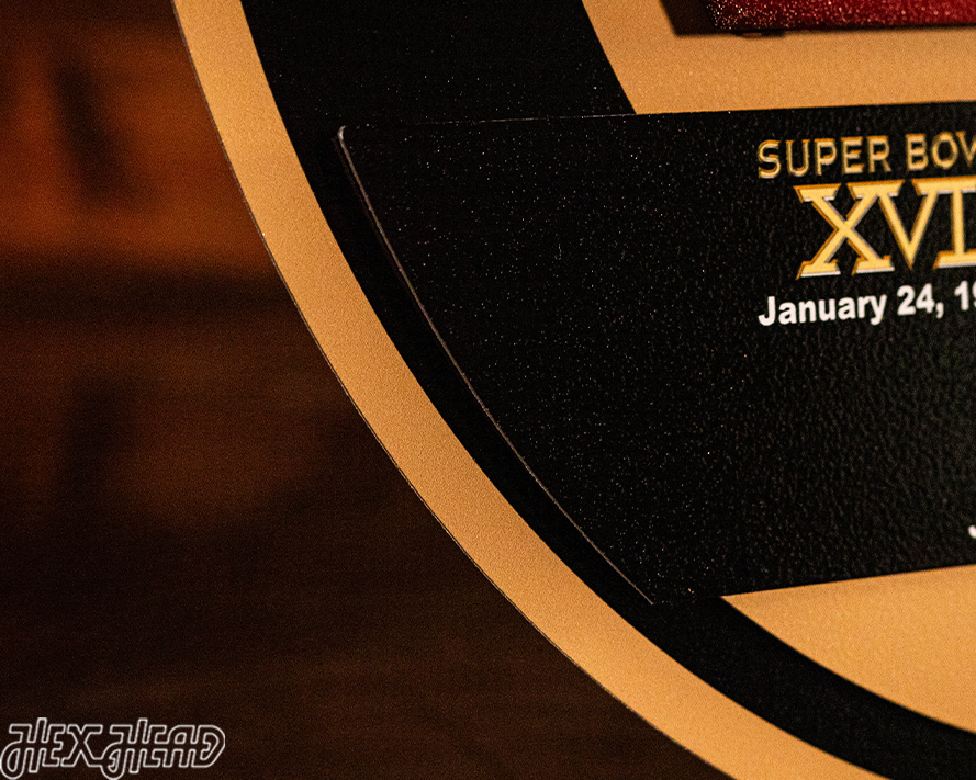 San Francisco 49ers DYNASTY Super Bowl Past Wins w/ Replaceable Icon Plate 3D Vintage Metal Wall Art