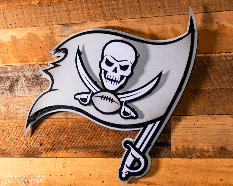 MONOCHROME - Tampa Bay Buccaneers "Buc's Jolly Roger Flag" 3D Vintage Metal Wall Art
