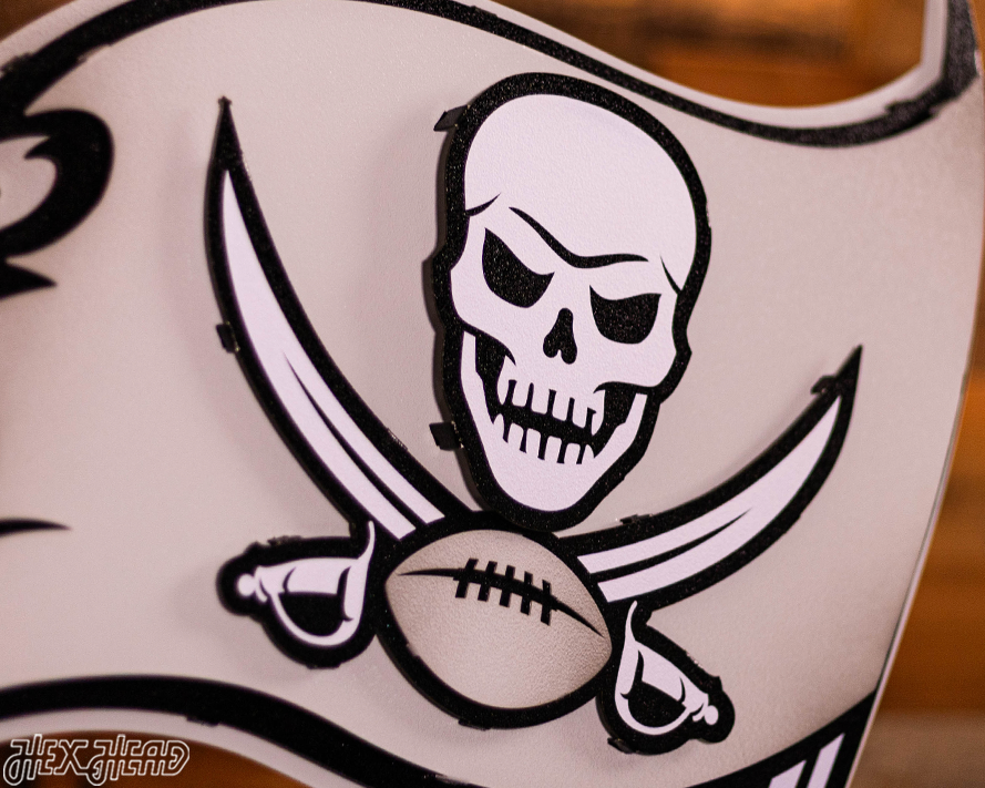 MONOCHROME - Tampa Bay Buccaneers "Buc's Jolly Roger Flag" 3D Vintage Metal Wall Art
