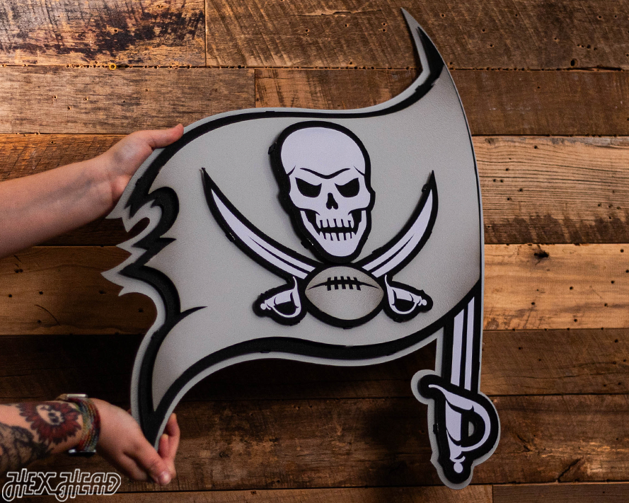 MONOCHROME - Tampa Bay Buccaneers "Buc's Jolly Roger Flag" 3D Vintage Metal Wall Art