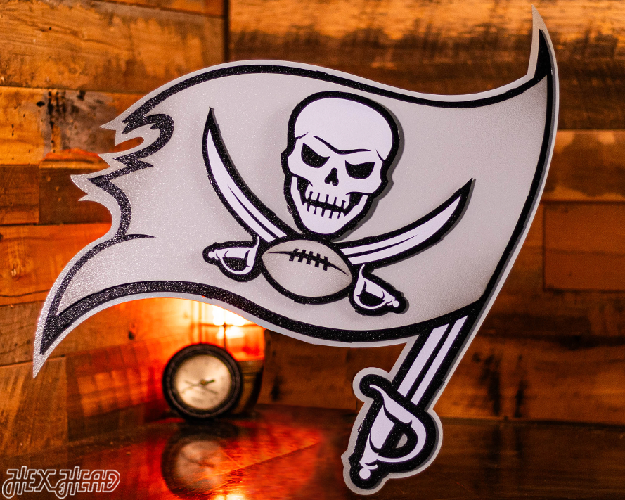 MONOCHROME - Tampa Bay Buccaneers "Buc's Jolly Roger Flag" 3D Vintage Metal Wall Art