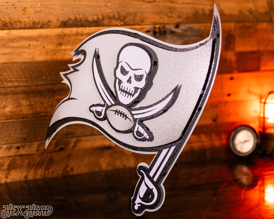 MONOCHROME - Tampa Bay Buccaneers "Buc's Jolly Roger Flag" 3D Vintage Metal Wall Art