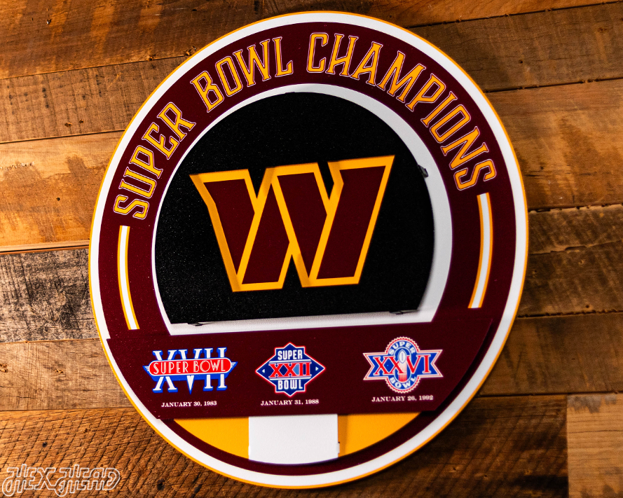 Washington Commanders DYNASTY - Super Bowl Wins w/ Replaceable Icon Plate 3D Vintage Metal Wall Art