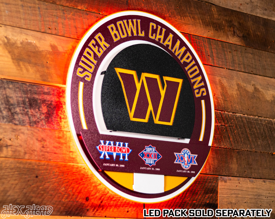 Washington Commanders DYNASTY - Super Bowl Wins w/ Replaceable Icon Plate 3D Vintage Metal Wall Art