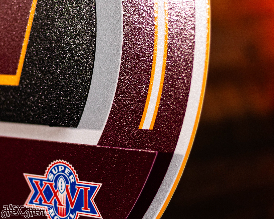 Washington Commanders DYNASTY - Super Bowl Wins w/ Replaceable Icon Plate 3D Vintage Metal Wall Art