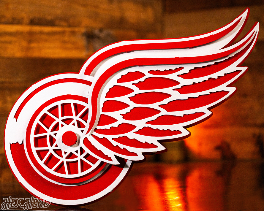 Detroit Red Wings 3D Vintage 9 LAYER Metal Wall Art