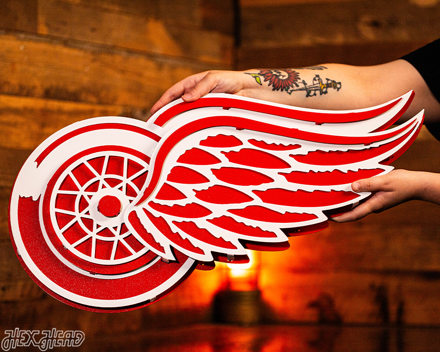 Detroit Red Wings 3D Vintage 9 LAYER Metal Wall Art