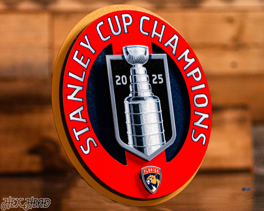 12" Florida Panthers HEX HEAD EXCLUSIVE Design 2025 Champions 3D Metal Wall Art