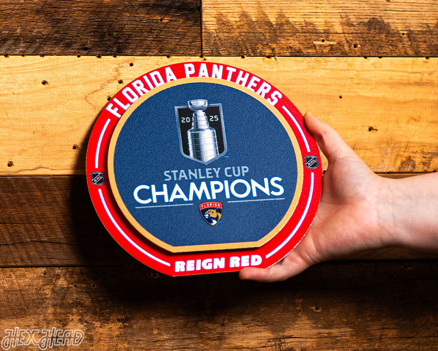8" Florida Panthers 2025 Stanley Cup Champions "Double Play" On the Shelf or on the Wall Art