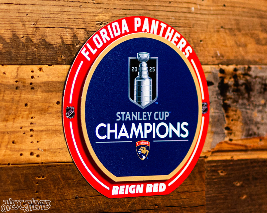 8" Florida Panthers 2025 Stanley Cup Champions "Double Play" On the Shelf or on the Wall Art