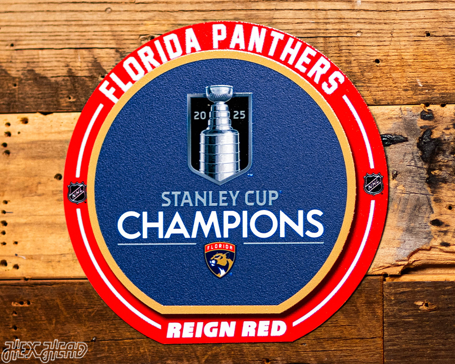 8" Florida Panthers 2025 Stanley Cup Champions "Double Play" On the Shelf or on the Wall Art