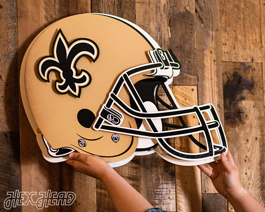 BLITZ Collection - 8 Layer New Orleans Saints Helmet 3D Vintage Metal Wall Art